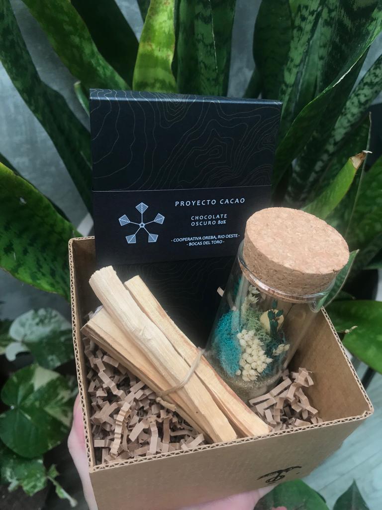 Gift Box: Chocolate Proyecto Cacao + Micro Mundito + Palo Santo